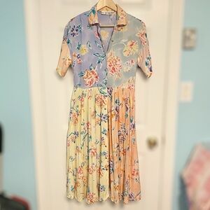 Vintage Together! Colourblock Floral Midi Dress